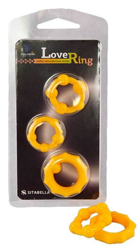 Набор из 3 желтых рельефных эрекционных колец Набор из 3 желтых рельефных эрекционных колец