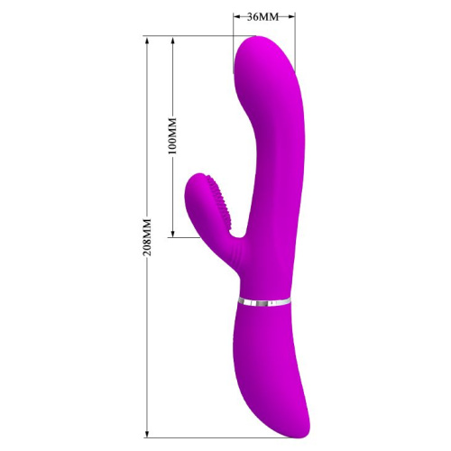 Лиловый вибратор-кролик с подвижной клиторальной щеточкой Clitoris Vibrator - 20,8 см. фото 5