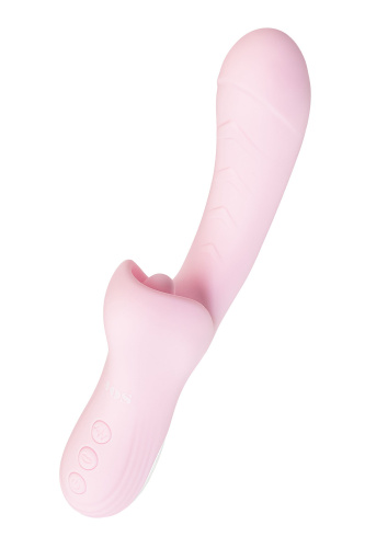 Розовый вибратор-кролик с ласкающим язычком Orali - 22 см. фото 5
