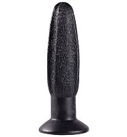 Чёрная анальная пробка с рельефной поверхностью MENZSTUFF GROOVY PROBE - 13 см.
