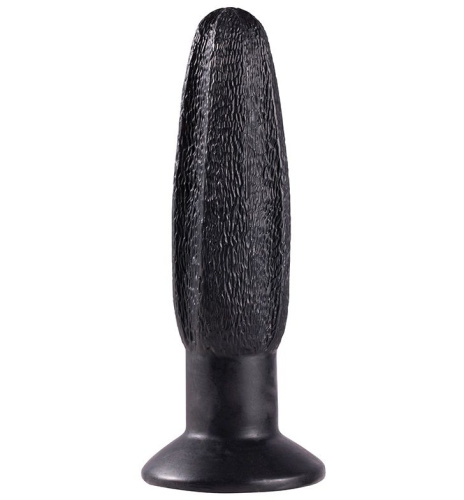 Чёрная анальная пробка с рельефной поверхностью MENZSTUFF GROOVY PROBE - 13 см.