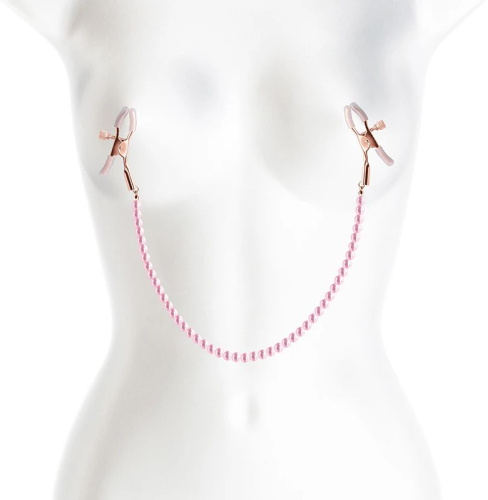 Зажимы на соски с розовыми бусами фото 2