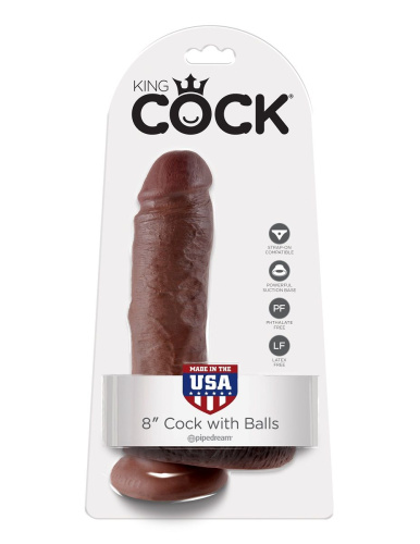 Коричневый фаллоимитатор 8  Cock with Balls - 21,3 см. фото 4