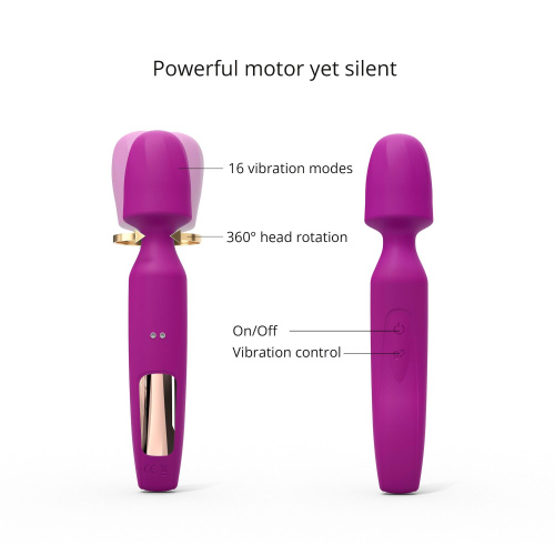 Лиловый вибратор с 2 сменными насадками R-Evolution Wand Vibrator with 2 Attachments фото 3