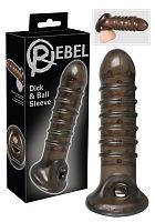 Насадка на пенис Rebel smoke с рёбрышками и отверстием под мошонку