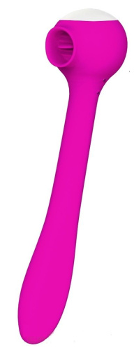 Розовый универсальный вибратор Drago с язычком - 18,3 см. фото 7
