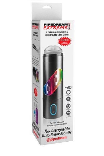 Перезаряжаемый мастурбатор-ротик Extreme Toyz Rechargeable Roto-Bator Mouth фото 2