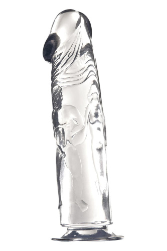 Прозрачный фаллоимитатор с фигурками на поверхности - 21,6 см. Прозрачный фаллоимитатор с фигурками на поверхности - 21,6 см.