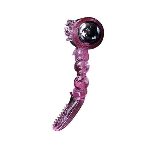 Розовое эрекционное кольцо с вибростимуляцией клитора Baile фото 2