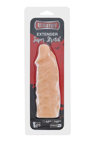 Телесная реалистичная насадка на пенис SUPER STRETCH EXTENDER 5.5INCH - 14 см. фото 3