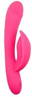 Розовый перезаряжаемый вибромассажер Sidney с функцией поглаживания - 19,5 см.