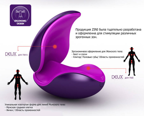 Фиолетовый вибратор для пары 2 в 1 ZINI DEUX фото 3