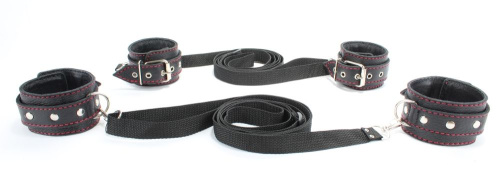 Черный бондажный набор с красной строчкой Черный бондажный набор с красной строчкой