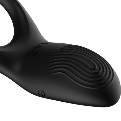 Черное эрекционное виброкольцо с пультом ДУ фото 4