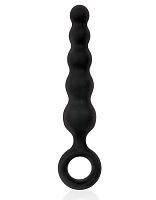 Черный анальный стимулятор-елочка с ограничительным колечком