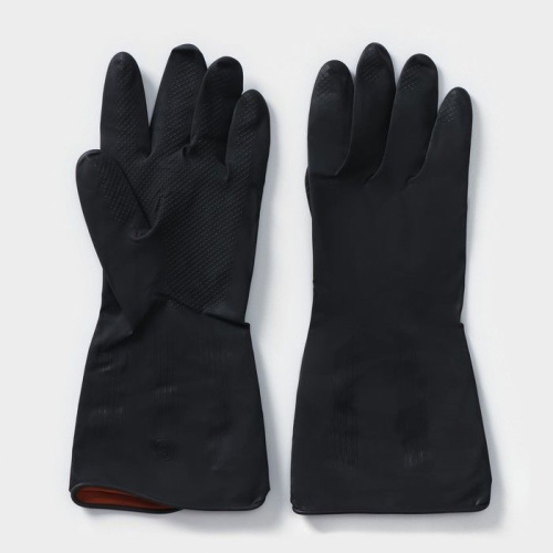 Черные хозяйственные латексные перчатки (размер M) фото 5