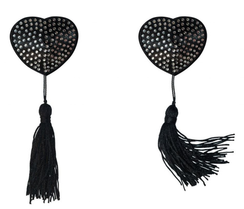 Черные пэстисы-сердечки Evans с кисточками и стразами Черные пэстисы-сердечки Evans с кисточками и стразами