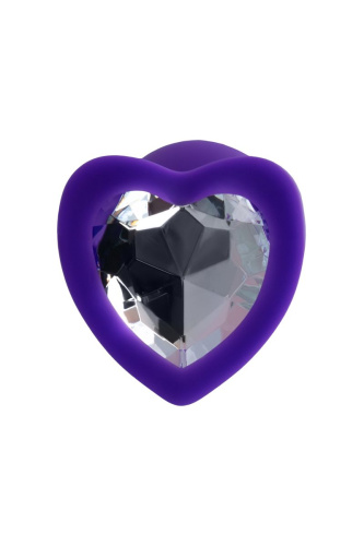 Фиолетовая анальная втулка Diamond Heart с прозрачным кристаллом - 7 см. фото 3