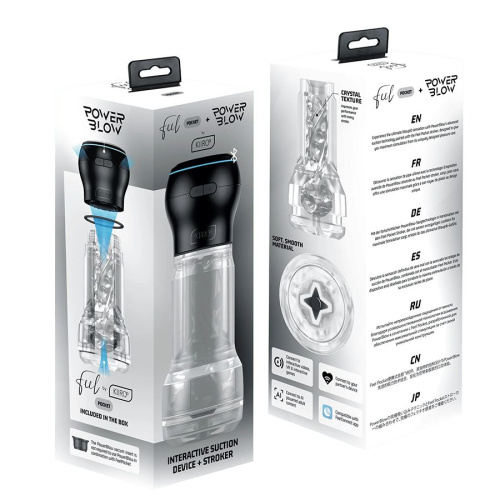 Набор PowerBlow & Feel Pocket Stroker Crystal: мастурбатор и интерактивная насадка фото 6