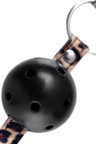 Черный кляп-шар на леопардовых ремешках Anonymo фото 7