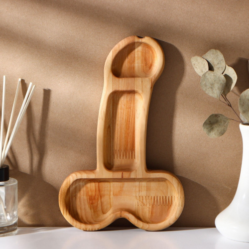 Деревянное блюдо для подачи в форме члена (25 х 16,5 х 1,7 см) фото 2