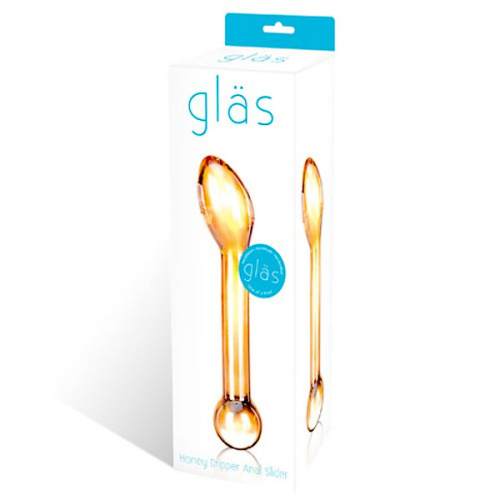 Золостистый стеклянный стимулятор простаты Honey Dripper - 17 см. фото 2
