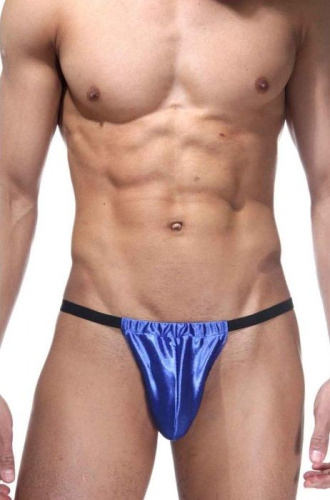 Синие пикантные трусы из блестящей ткани фото 2 Синие пикантные трусы из блестящей ткани фото 2