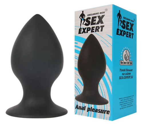 Чёрная анальная втулка Sex Expert - 8 см. фото 2