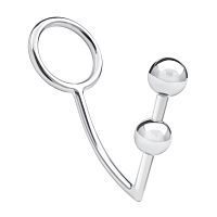 Кольцо на пенис с анальным стимулятором Two Bead Stainless Steel Anal Hook & Cock Ring