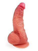 Телесный силиконовый фаллоимитатор на присоске - 24 см.