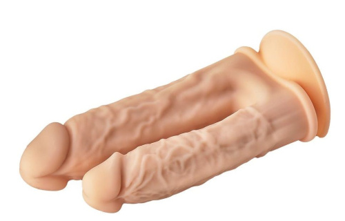Телесный анально-вагинальный фаллоимитатор Double Penetrator - 19,5 см. фото 8