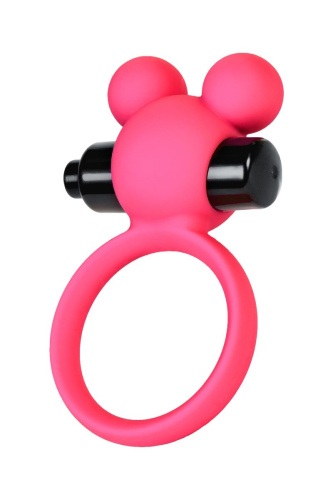 Розовое эрекционное виброкольцо на пенис с ушками фото 4