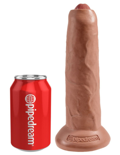 Кофейный необрезанный фаллоимитатор на присоске 9  Uncut Cock - 25,4 см. фото 4