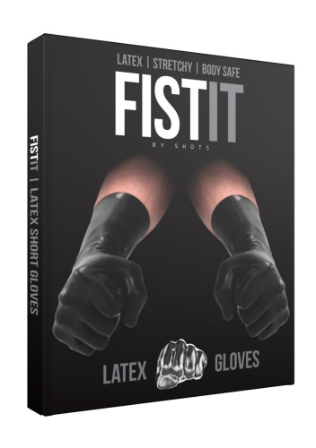 Черные латексные перчатки для фистинга Latex Short Glove фото 2
