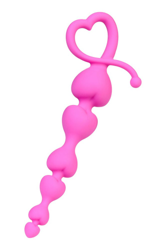 Розовая силиконовая анальная цепочка Sweety - 18,5 см. фото 2