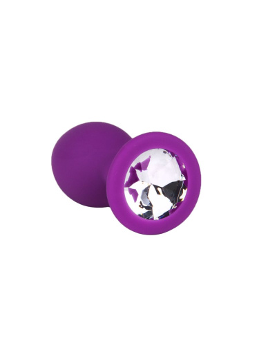Фиолетовая силиконовая пробка с прозрачным кристаллом - 7,3 см. фото 5