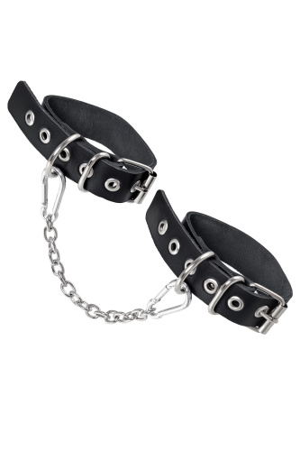 Черные оковы из одного ремешка с люверсами фото 5