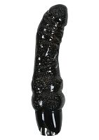 Чёрный вибратор с блёстками STARLIGHT GEMS ORION - 19 см.