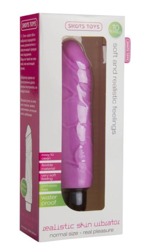 Розовый вибратор Realistic Skin Vibrator Regular - 18,3 см. фото 2