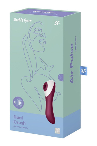 Бордовый вакуум-волновой вибростимулятор Dual Crush фото 5