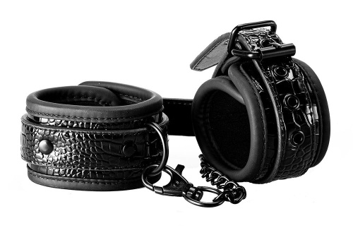 Черные наручники с цепочкой фото 2