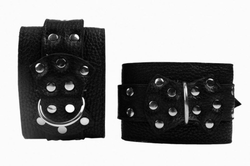Черные наручники с фиксацией на двух карабинах фото 3
