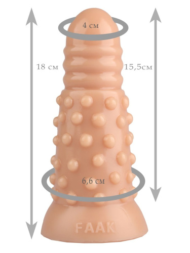 Телесная анальная втулка с шипиками - 18 см. фото 2