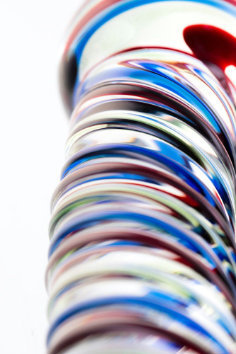 Стеклянный фаллос с разноцветными спиралями - 16,5 см. фото 5