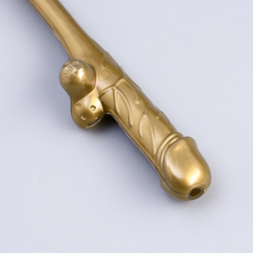 Золотистые коктейльные трубочки в виде пениса - 5 шт. фото 3