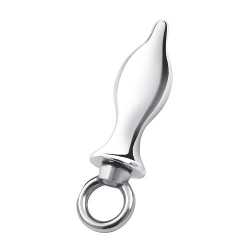 Металлический плаг с кольцом Stainless Steel Metal Tapered Butt Plug With Loop Hardware - 10 см. фото 3