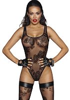 Боди с узорчатой вышивкой из флока Tulle body with patterned flock embroidery