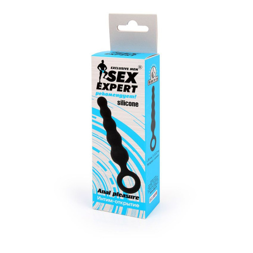 Черный анальный стимулятор-елочка с ограничительным колечком фото 2 Черный анальный стимулятор-елочка с ограничительным колечком фото 2