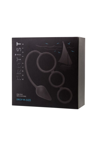 Тройное эрекционное кольцо с анальным хвостом Drop M-size фото 3