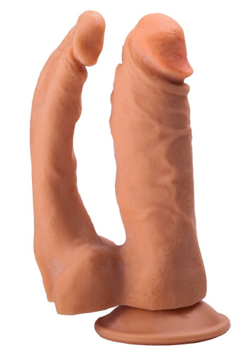 Двойной гелевый фаллоимитатор на присоске - 16,5 см. Двойной гелевый фаллоимитатор на присоске - 16,5 см.